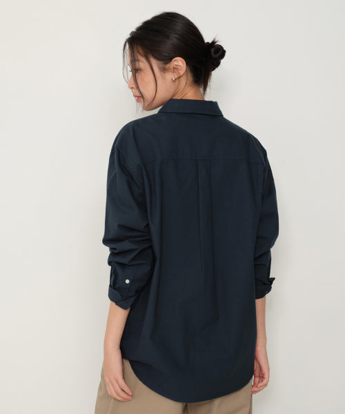 WOMENS RELAXED OXFORD SHIRT #韓韶禧同款! - 5 COLORS NAVY