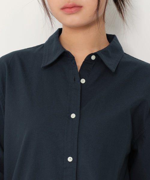 WOMENS RELAXED OXFORD SHIRT #韓韶禧同款! - 5 COLORS NAVY