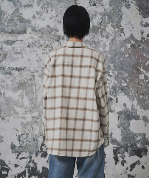WOMENS OVERSIZED FLANNEL OMBRE CHECK SHIRT #韓韶禧同款! - 2 COLORS IVORY