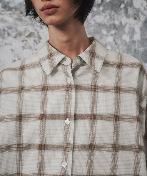 WOMENS OVERSIZED FLANNEL OMBRE CHECK SHIRT #韓韶禧同款! - 2 COLORS IVORY