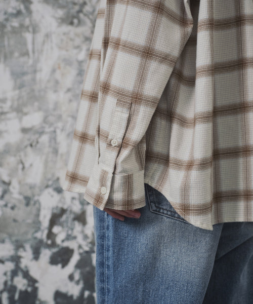 WOMENS OVERSIZED FLANNEL OMBRE CHECK SHIRT #韓韶禧同款! - 2 COLORS IVORY