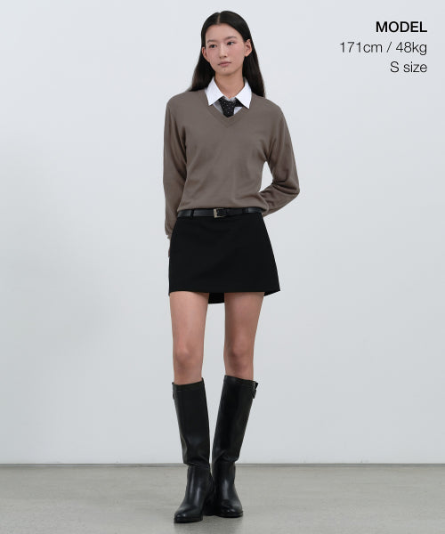 WOMEN'S ESSENTIAL V-NECK KNIT - 9 COLORS TAUPE