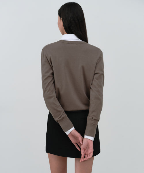 WOMEN'S ESSENTIAL V-NECK KNIT - 9 COLORS TAUPE