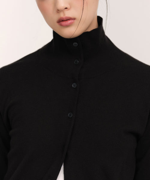 WOMENS ESSENTIAL HIGH NECK CARDIGAN #韓韶禧同款! - 4 COLORS BLACK