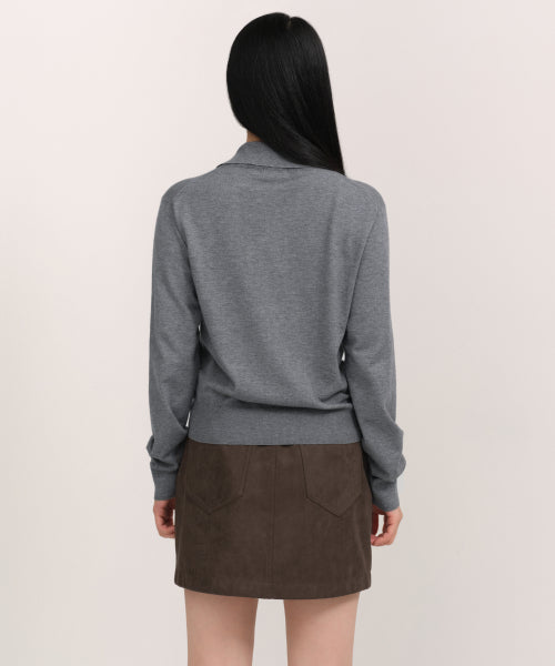 WOMENS ESSENTIAL HIGH NECK CARDIGAN #韓韶禧同款! - 4 COLORS GREY