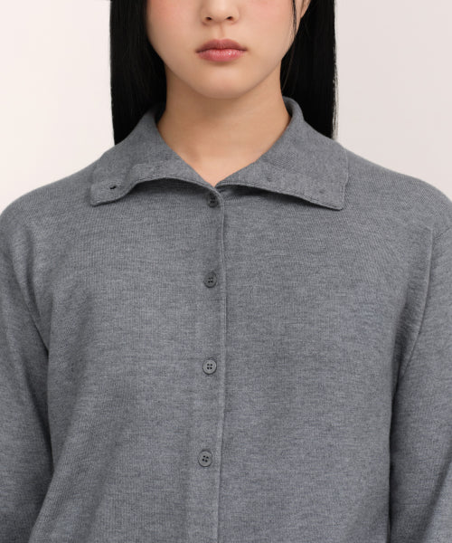 WOMENS ESSENTIAL HIGH NECK CARDIGAN #韓韶禧同款! - 4 COLORS GREY