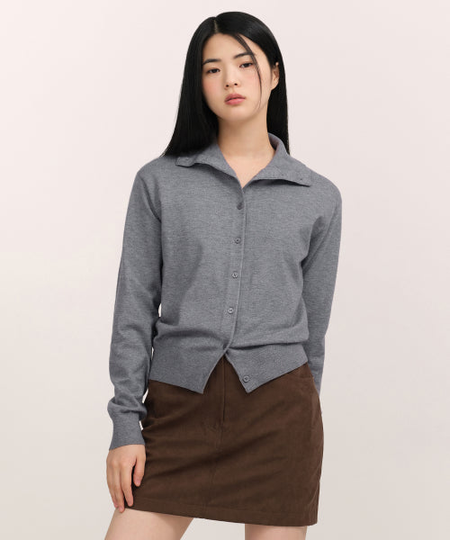 WOMENS ESSENTIAL HIGH NECK CARDIGAN #韓韶禧同款! - 4 COLORS GREY