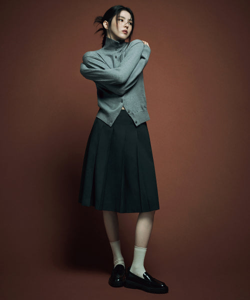 WOMENS ESSENTIAL HIGH NECK CARDIGAN #韓韶禧同款! - 4 COLORS GREY