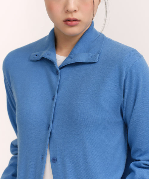 WOMENS ESSENTIAL HIGH NECK CARDIGAN #韓韶禧同款! - 4 COLORS BLUE