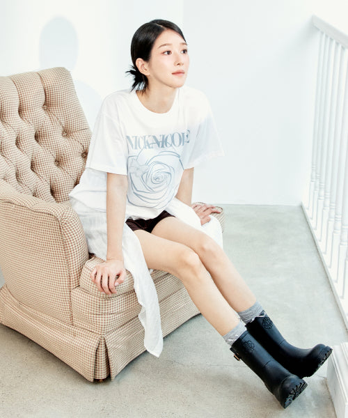 NICOLE BUCKLE SHORT RAIN BOOTS #徐睿知同款! BLACK