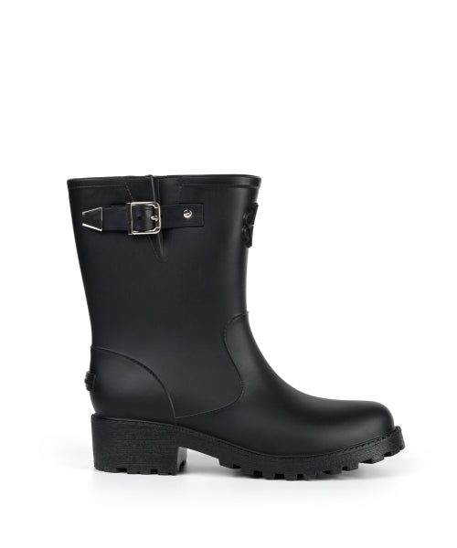 NICOLE BUCKLE SHORT RAIN BOOTS #徐睿知同款! BLACK