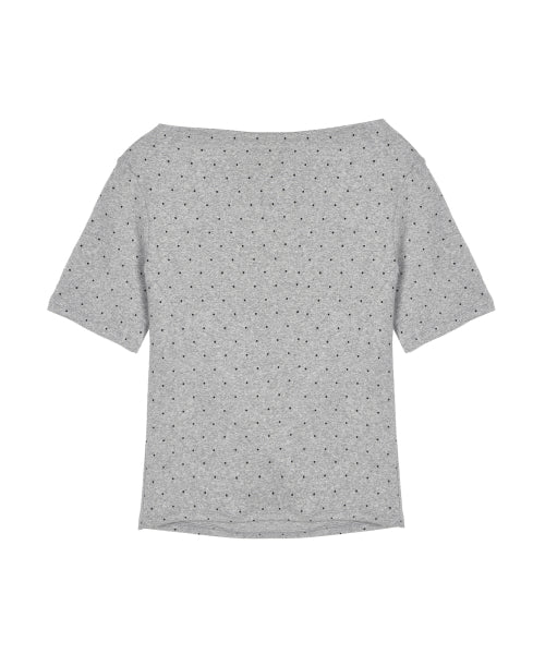 DOT HALF SHIRRING DRAPE BOAT NECK TOP #徐睿知同款! - 4 COLORS GREY