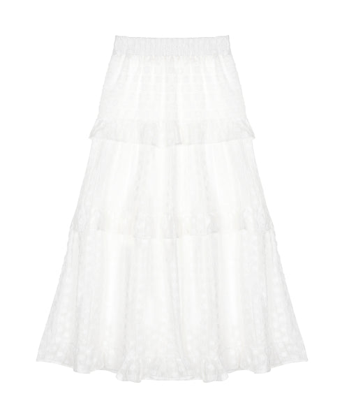 DOT FRILL LONG SKIRT #徐睿知同款! IVORY