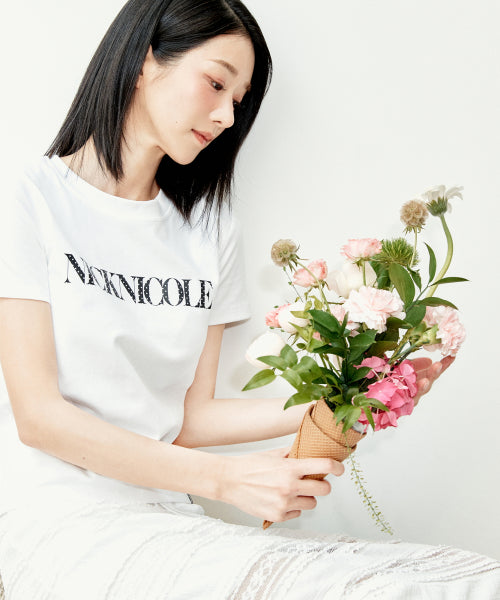 NICOLE DOT LETTERING SLIM TOP #徐睿知同款! WHITE