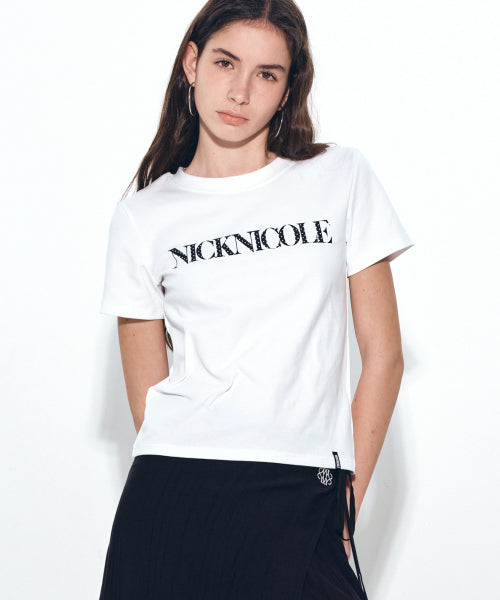 NICOLE DOT LETTERING SLIM TOP #徐睿知同款! WHITE