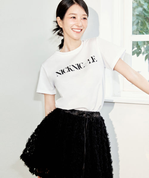 NICOLE ROSE LETTERING SLIM TOP #徐睿知同款! - 2 COLORS BLACK