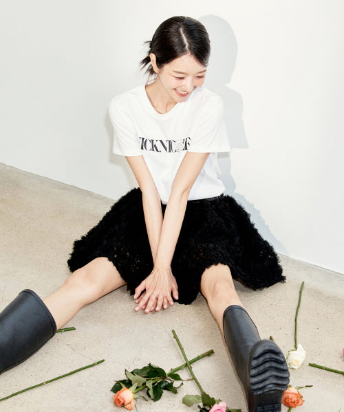 NICOLE ROSE LETTERING SLIM TOP #徐睿知同款! - 2 COLORS BLACK