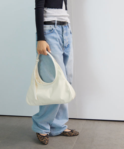 NYLON TWO HANDLE BAGUATTE BAG BROWN - 2 COLORS CREAM