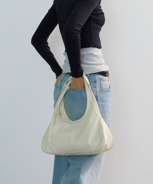 NYLON TWO HANDLE BAGUATTE BAG BROWN - 2 COLORS CREAM