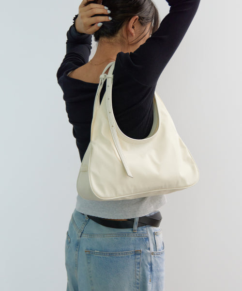 NYLON TWO HANDLE BAGUATTE BAG CREAM - 2 COLORS CREAM