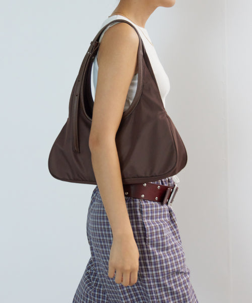 NYLON TWO HANDLE BAGUATTE BAG CREAM - 2 COLORS BROWN