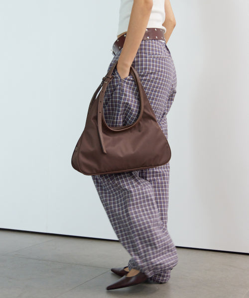 NYLON TWO HANDLE BAGUATTE BAG CREAM - 2 COLORS BROWN
