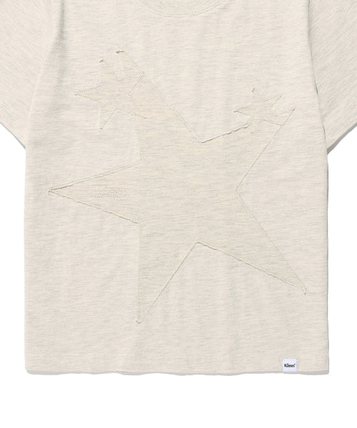 THREE SINGLE STAR TEE - 2 COLORS OATMEAL