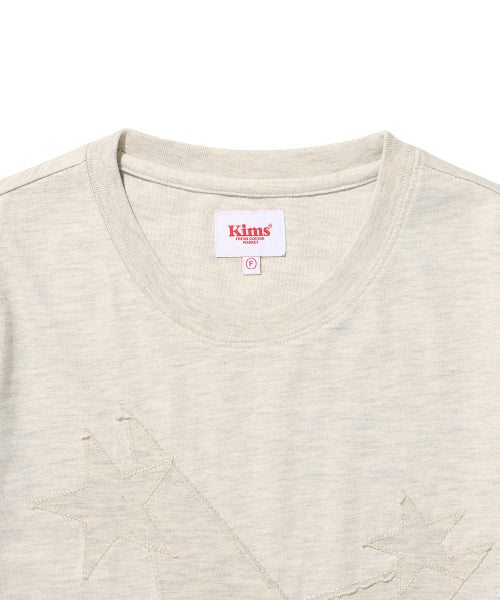 THREE SINGLE STAR TEE - 2 COLORS OATMEAL