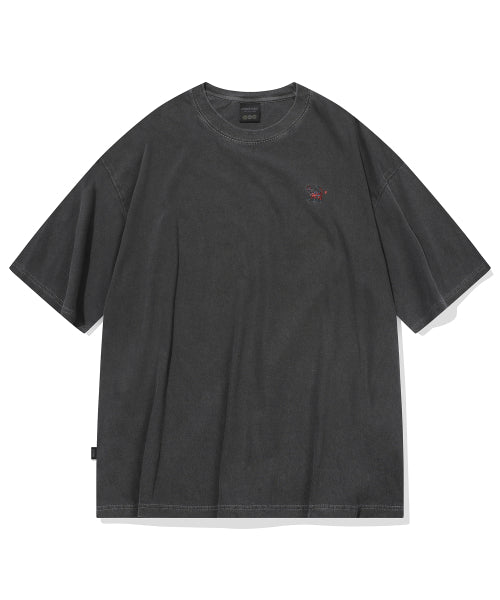 CAT STITCH PIGMENT SHORT SLEEVE TEE - 4 COLORS BLACK
