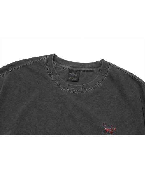 CAT STITCH PIGMENT SHORT SLEEVE TEE - 4 COLORS BLACK