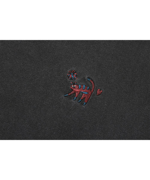 CAT STITCH PIGMENT SHORT SLEEVE TEE - 4 COLORS BLACK