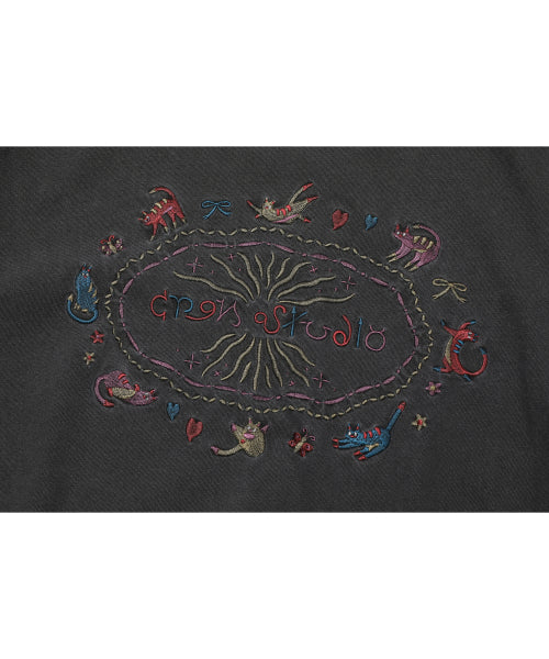 CAT STITCH PIGMENT SHORT SLEEVE TEE - 4 COLORS BLACK