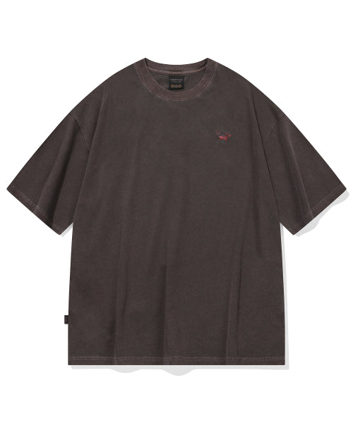 CAT STITCH PIGMENT SHORT SLEEVE TEE - 4 COLORS BROWN