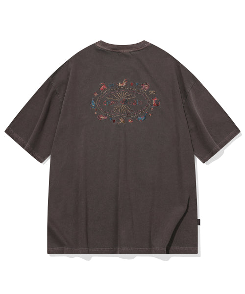 CAT STITCH PIGMENT SHORT SLEEVE TEE - 4 COLORS BROWN