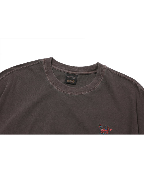 CAT STITCH PIGMENT SHORT SLEEVE TEE - 4 COLORS BROWN
