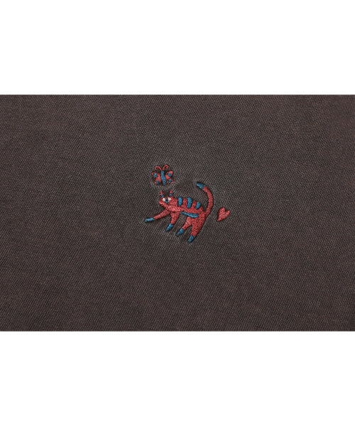 CAT STITCH PIGMENT SHORT SLEEVE TEE - 4 COLORS BROWN