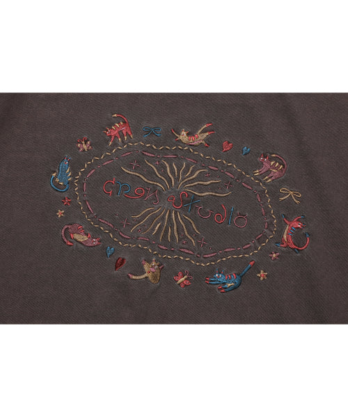 CAT STITCH PIGMENT SHORT SLEEVE TEE - 4 COLORS BROWN