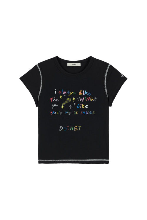 DEINET CRAYON LETTER T SHIRTS - 3 COLORS BLACK