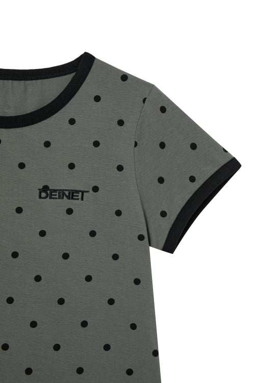 DEINET DOT RINGER T SHIRTS - 4 COLORS CHARCOAL