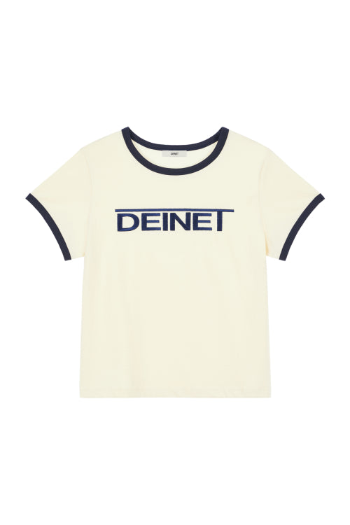 DEINET LINE LOGO RINGER T SHIRTS IN STRIPE - 3 COLORS CREAM
