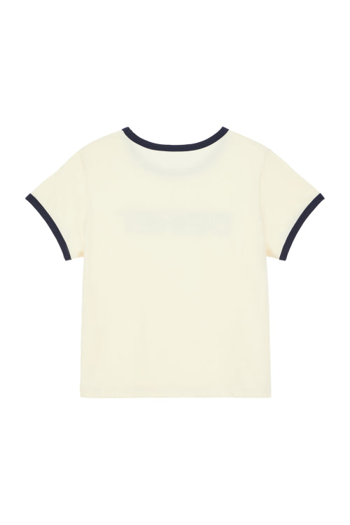 DEINET LINE LOGO RINGER T SHIRTS - 3 COLORS CREAM