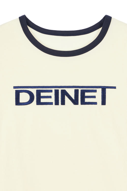 DEINET LINE LOGO RINGER T SHIRTS IN STRIPE - 3 COLORS CREAM