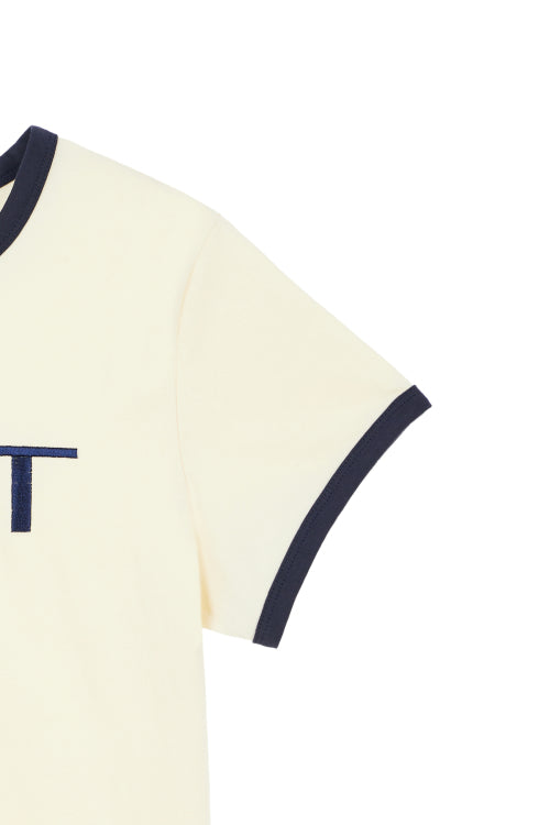 DEINET LINE LOGO RINGER T SHIRTS IN STRIPE - 3 COLORS CREAM