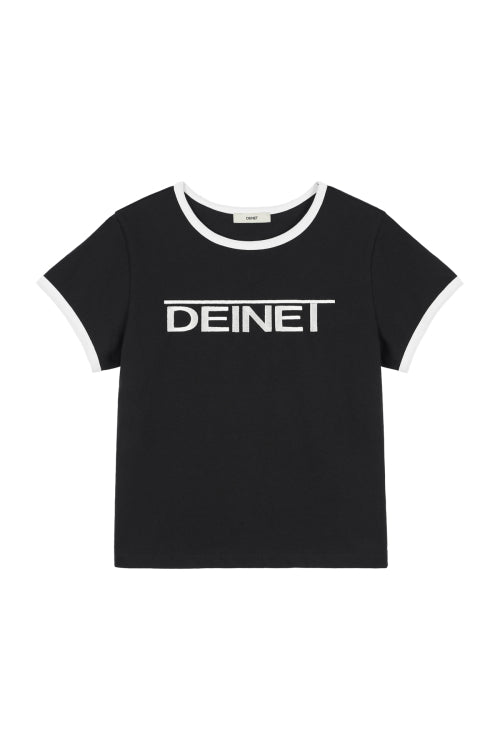 DEINET LINE LOGO RINGER T SHIRTS IN STRIPE - 3 COLORS BLACK