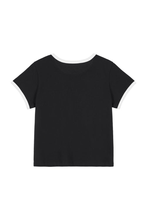 DEINET LINE LOGO RINGER T SHIRTS - 3 COLORS BLACK