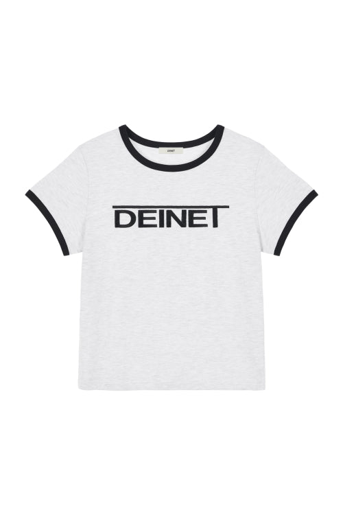 DEINET LINE LOGO RINGER T SHIRTS - 3 COLORS MELANGE GREY