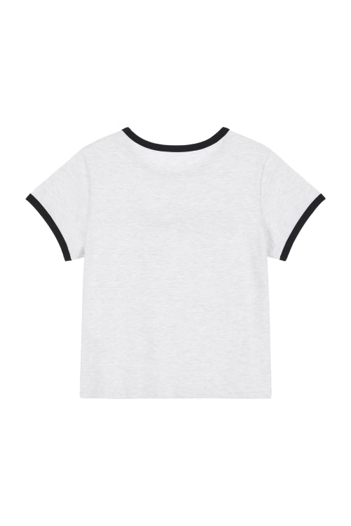 DEINET LINE LOGO RINGER T SHIRTS - 3 COLORS MELANGE GREY