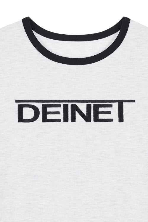 DEINET LINE LOGO RINGER T SHIRTS - 3 COLORS MELANGE GREY