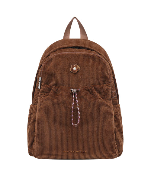 LILY PATCH CORDUROY BACKPACK #GISELLE同款! - 2 COLORS BROWN