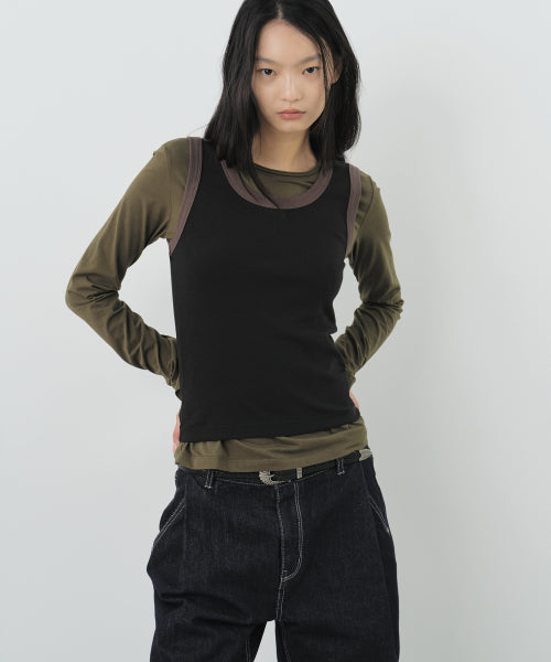 COTTON COLOR BLOCK SLEEVELESS - 3 COLORS